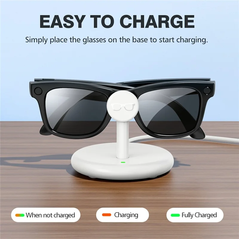 Charging Stand AR Smart Glasses For Ray-Ban Meta Wayfarer  /  Skyler /  Headliner  /  Oakley HSTN USB-C Docking Station for Desktop - White