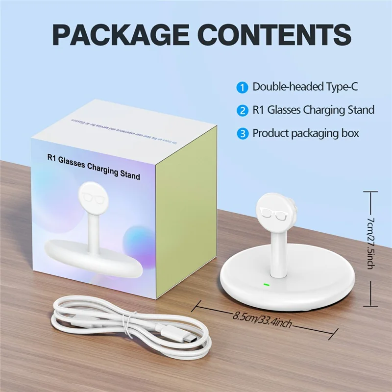 Charging Stand AR Smart Glasses For Ray-Ban Meta Wayfarer  /  Skyler /  Headliner  /  Oakley HSTN USB-C Docking Station for Desktop - White