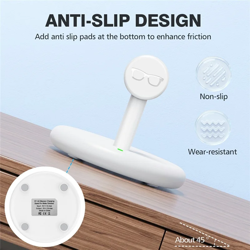 Charging Stand AR Smart Glasses For Ray-Ban Meta Wayfarer  /  Skyler /  Headliner  /  Oakley HSTN USB-C Docking Station for Desktop - White