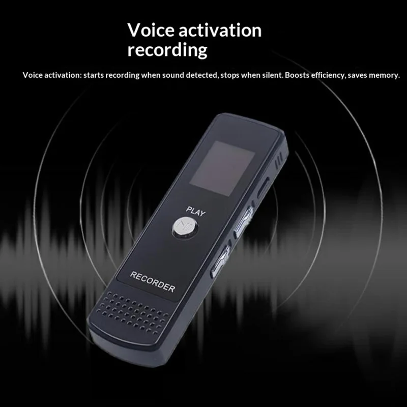 N36 Enregistreur vocal numérique 8 Go avec répétition A-B, stylo à enregistrement en un clic, réduction de bruit HD - Noir