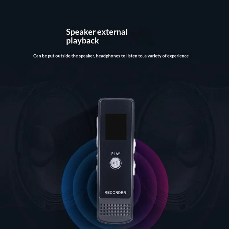 N36 Enregistreur vocal numérique 8 Go avec répétition A-B, stylo à enregistrement en un clic, réduction de bruit HD - Noir