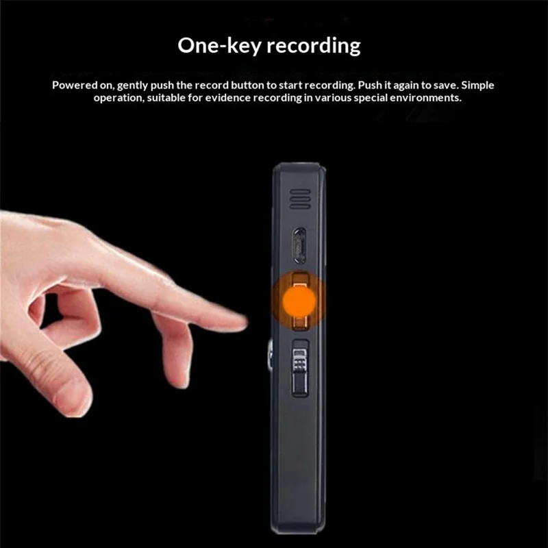 N36 Enregistreur vocal numérique 8 Go avec répétition A-B, stylo à enregistrement en un clic, réduction de bruit HD - Noir