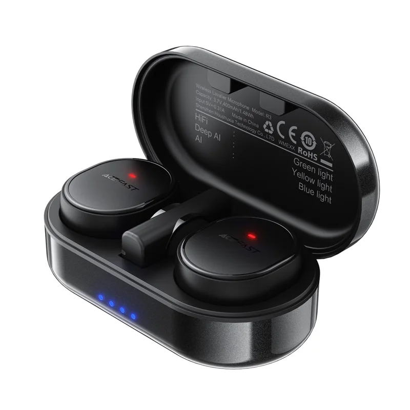 Microfone Lapela Sem Fios ACEFAST R3, Microfone de Baixa Latência e Redução de Ruído com Captação Omnidirecional