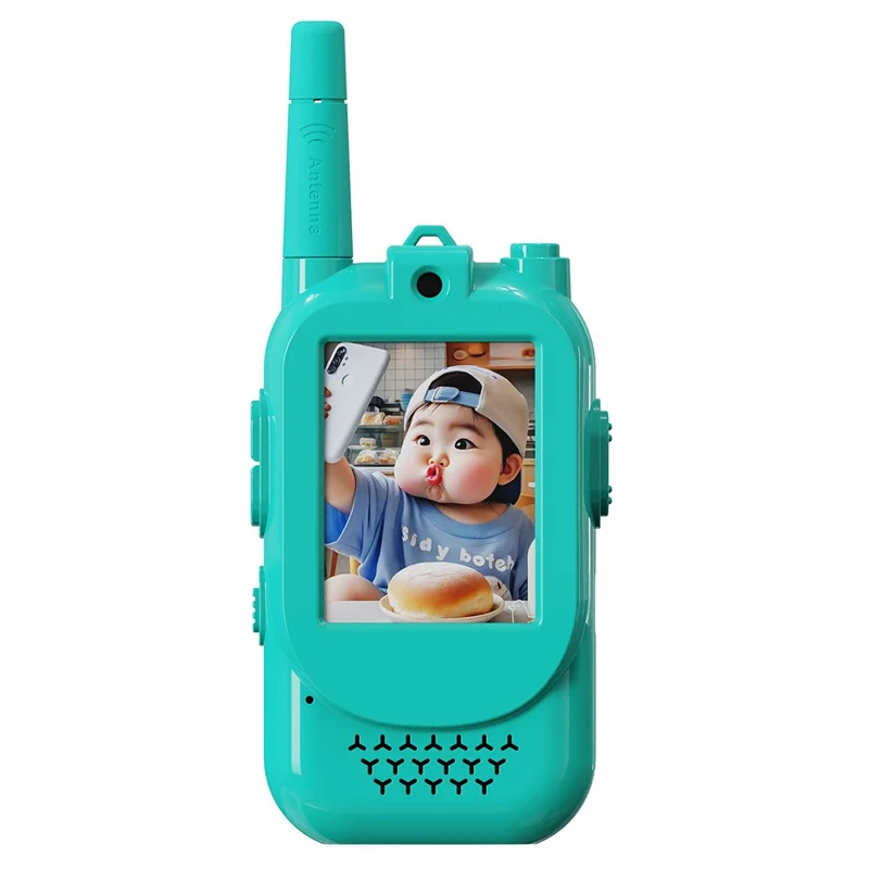 Video Walkie Talkie for Kids 2Pcs Real-Time Video Communication Long Range 150-500m Auto-Pairing Voice Effects - Green