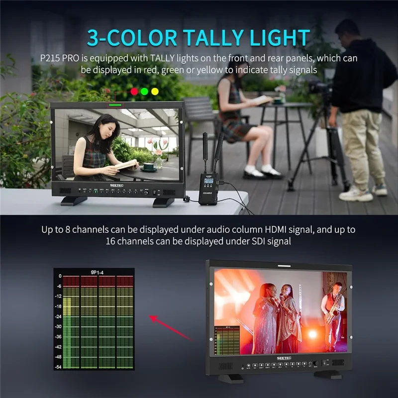 SEETEC P215 PRO 21,5 tommer 1920x1080 FHD Broadcast Monitor 1000nit Høj Hellige IPS Monitor - US Stik