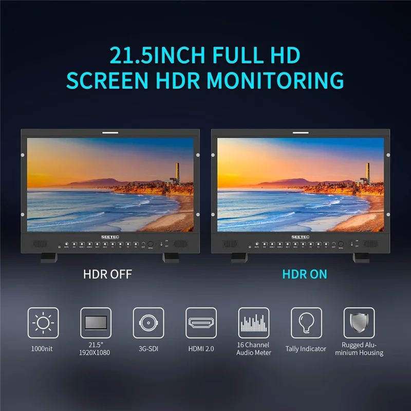 SEETEC P215 PRO 21,5 tommer 1920x1080 FHD Broadcast Monitor 1000nit Høj Hellige IPS Monitor - US Stik