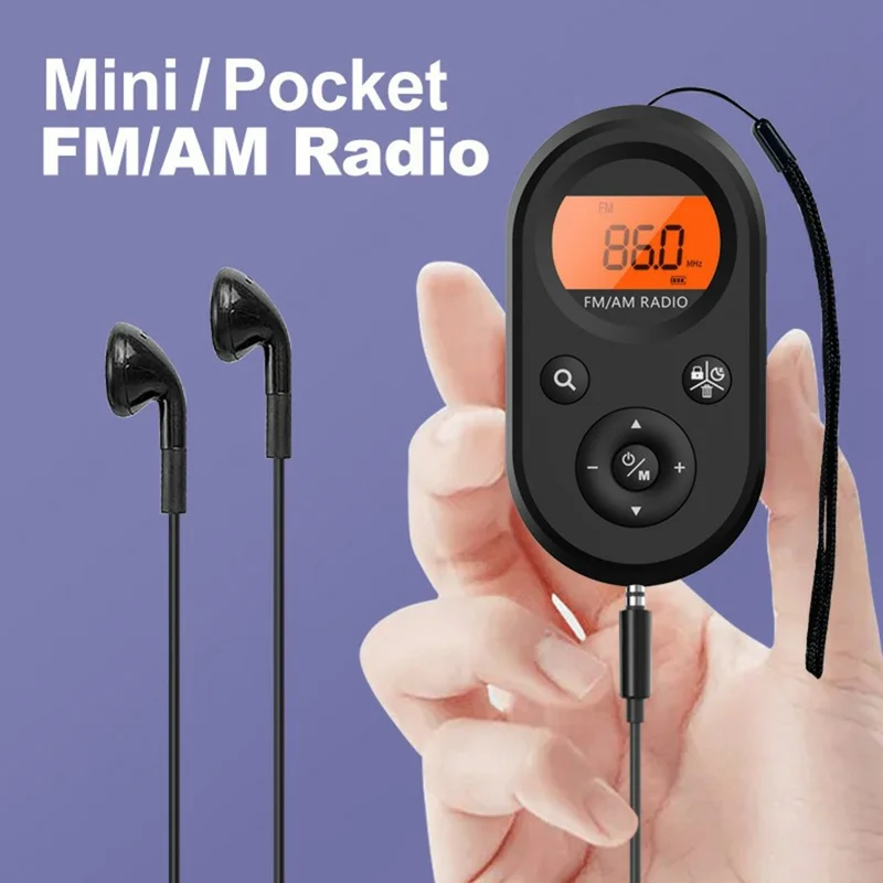 M01 Pocket Mini Radio Rechargeable with Backlight FM / AM Receiver Portable Digital Tuner for Travel / Home