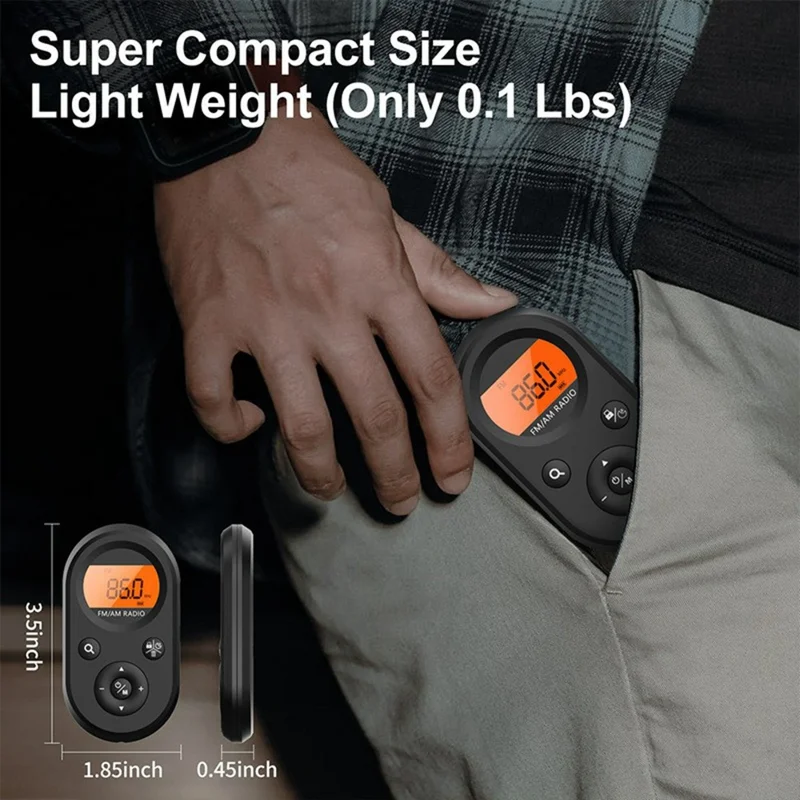 M01 Pocket Mini Radio Rechargeable with Backlight FM / AM Receiver Portable Digital Tuner for Travel / Home