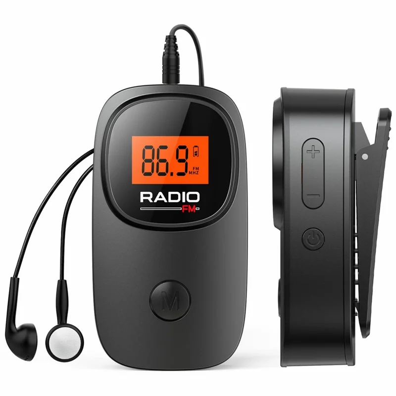 MI06 Mini Portable FM Radio with Clip Digital Display for Elderly 30 Preset Stations Pocket Radio