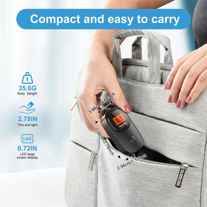 MI06 Mini Portable FM Radio with Clip Digital Display for Elderly 30 Preset Stations Pocket Radio