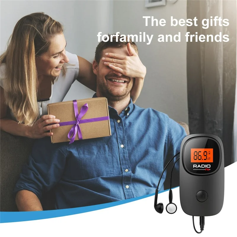 MI06 Mini Portable FM Radio with Clip Digital Display for Elderly 30 Preset Stations Pocket Radio