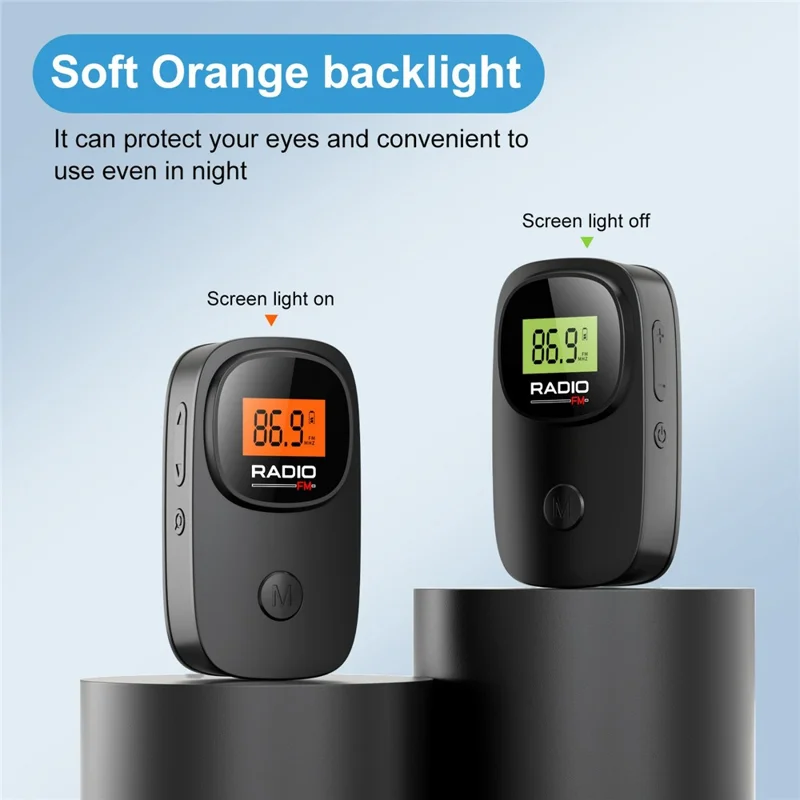 MI06 Mini Portable FM Radio with Clip Digital Display for Elderly 30 Preset Stations Pocket Radio