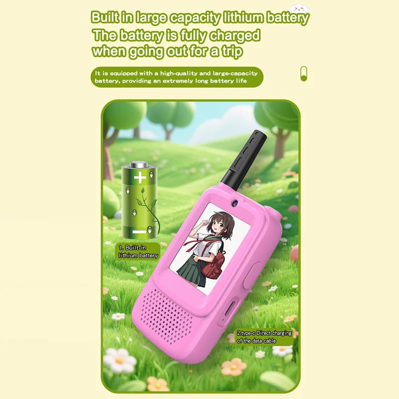 زوج D3 شاشة 2.0 بوصة جهاز داخلي للفيديو للأطفال جهاز اتصال لاسلكي يعمل تلقائيًا عند التشغيل مع وظيفة تغيير الصوت