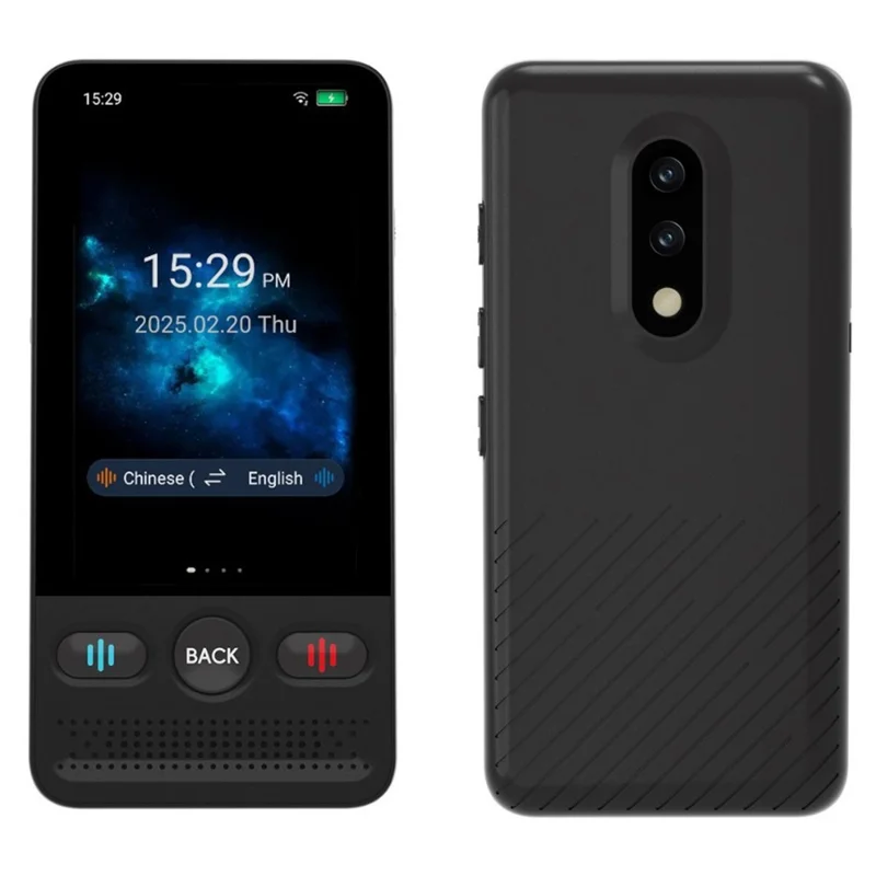 T13 شاشة 2.8 بوصة مترجم ذكي يدعم 138 لغة، مترجم صوتي وضوئي مع تقنية واي فاي وترجمة دون اتصال، سعة ذاكرة عشوائية 1 جيجابايت وسعة تخزين 8 جيجابايت ومزود بـ ChatGPT - أسود