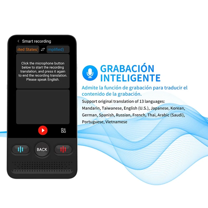 T13 شاشة 2.8 بوصة مترجم ذكي يدعم 138 لغة، مترجم صوتي وضوئي مع تقنية واي فاي وترجمة دون اتصال، سعة ذاكرة عشوائية 1 جيجابايت وسعة تخزين 8 جيجابايت ومزود بـ ChatGPT - أسود