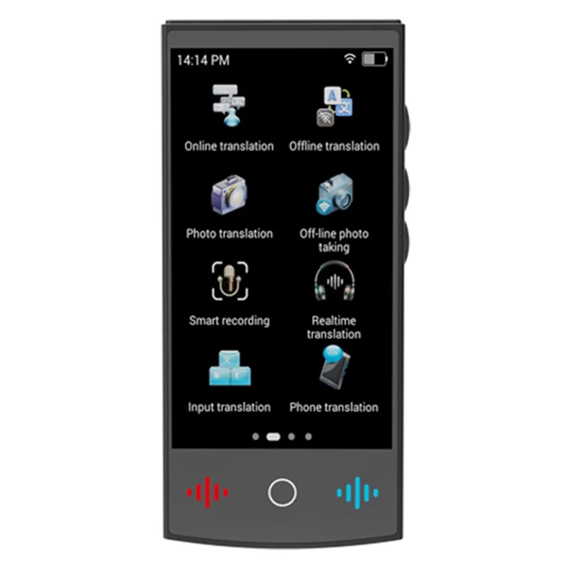 T26 4 بوصة 138 دولة مترجم ذكي واي فاي مترجم صوتي وتسجيل صور مع ترجمة دون اتصال 1 جيجابايت رام 16 جيجابايت تخزين - أسود