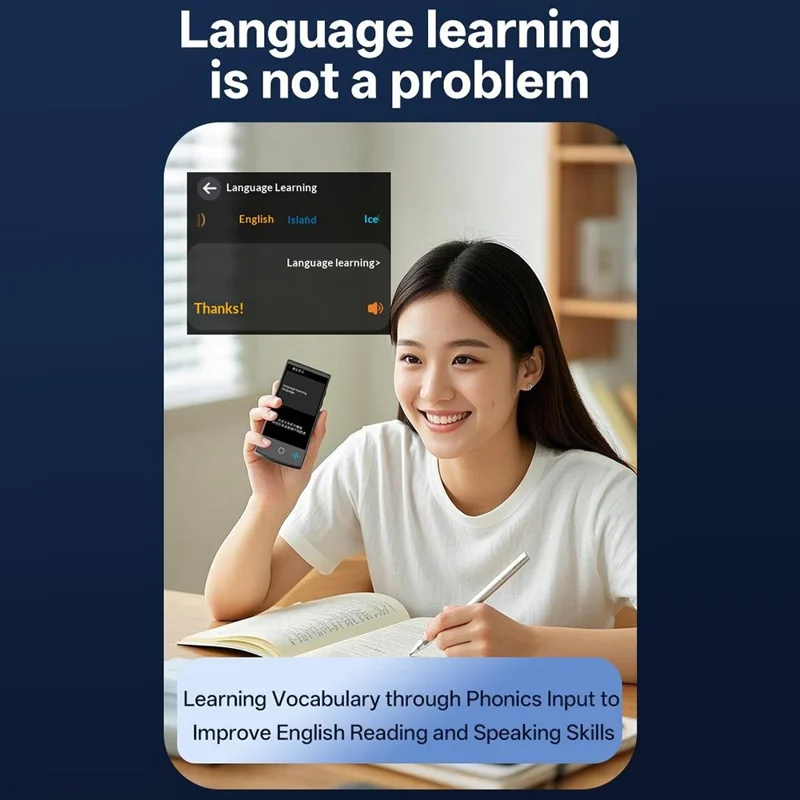 T26 4 بوصة 138 دولة مترجم ذكي واي فاي مترجم صوتي وتسجيل صور مع ترجمة دون اتصال 1 جيجابايت رام 16 جيجابايت تخزين - أسود