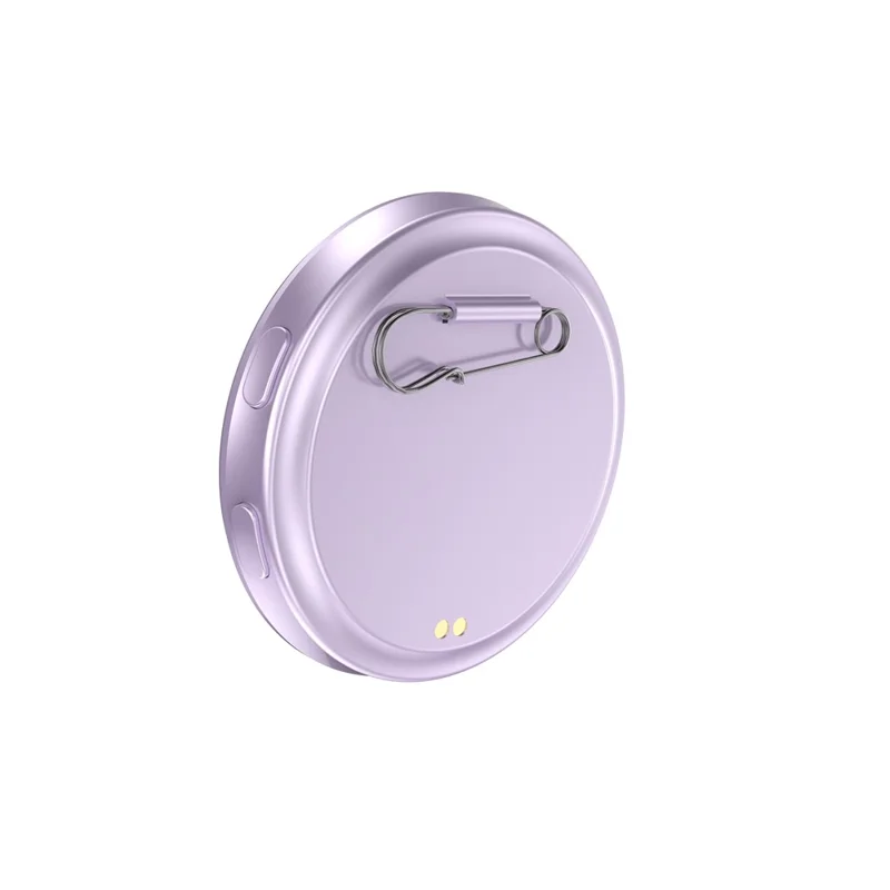 E87 1,7-calowy elektroniczny brelok z wyświetlaczem z funkcją Bluetooth, DIY LED, odznaka z możliwością personalizacji, wysoka rozdzielczość, naszywka prezent dla uczniów i fanów – fioletowy