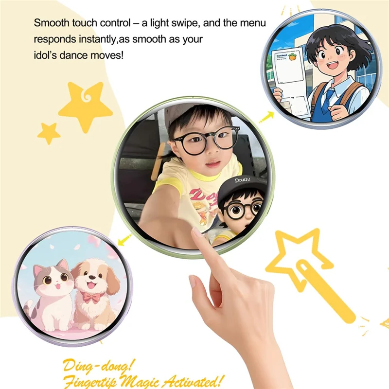 E87 1.7 inch Electronic Display Badge Bluetooth-Compatible DIY LED Name Tag Pin High Definition Display Brooch Gift for Students Fans - Black