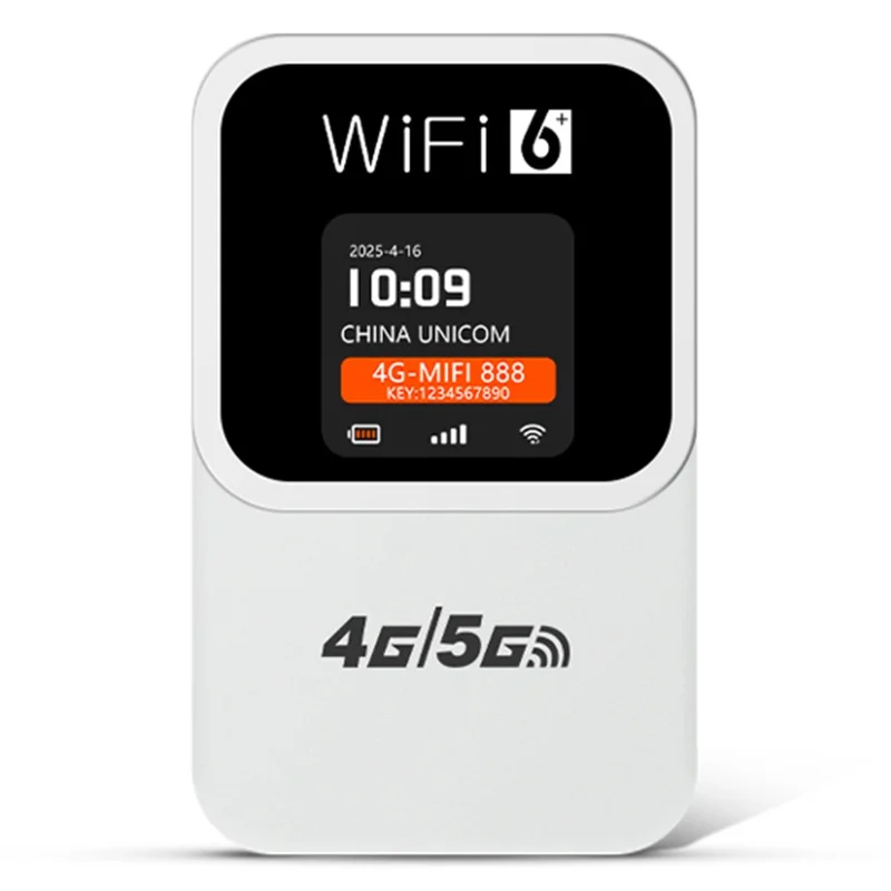 M31-E Portable 4G WiFi Router with Time and Date Display 300Mbps WiFi6 Mobile Hotspot SIM Card Compatible, Eurasian Version - White