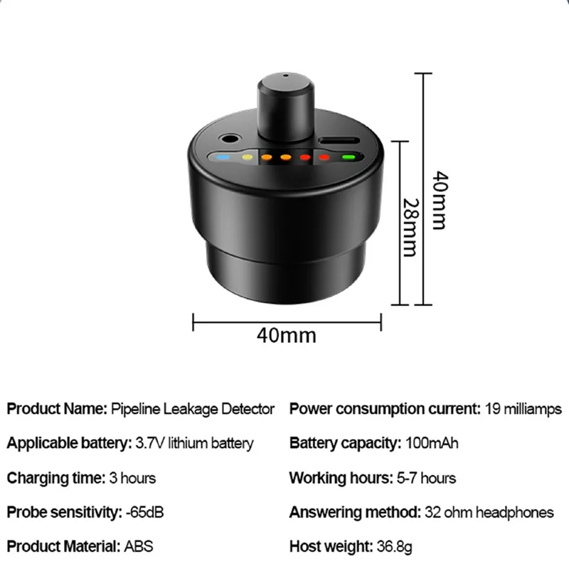 F03 högpresterande läckagedetektor för rör med ljudförstärkning, testare för vattenrörsläckage med högkänslig sensor
