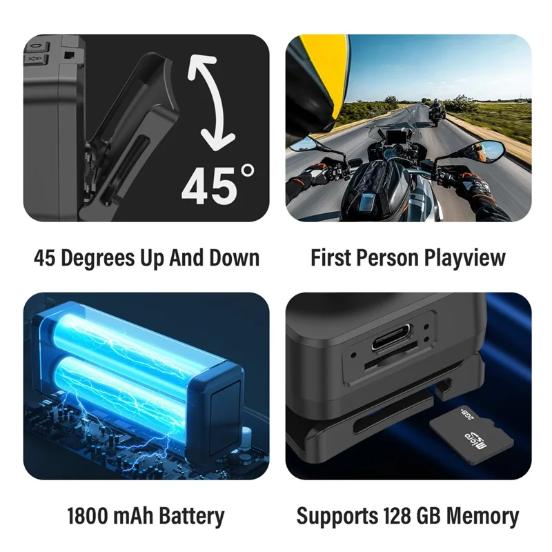 D8 Luz de Cabeça com Gravação de Vídeo 1080P, Câmera de Lanterna com Sensor de Gestos, Económica em Energia e Brilhante