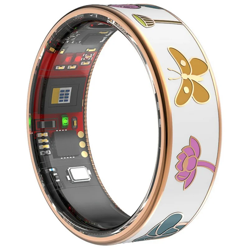 R19 IP68 Waterproof Enamel Smart Ring Heart Rate Blood Oxygen Monitor Tracking Sleep Monitor Ring with Charging Cable - No.6