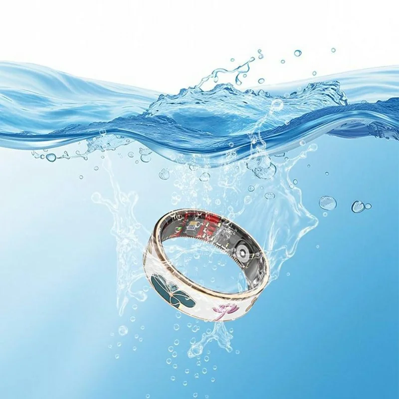 R19 IP68 Waterproof Enamel Smart Ring Heart Rate Blood Oxygen Monitor Tracking Sleep Monitor Ring with Charging Cable - No.6
