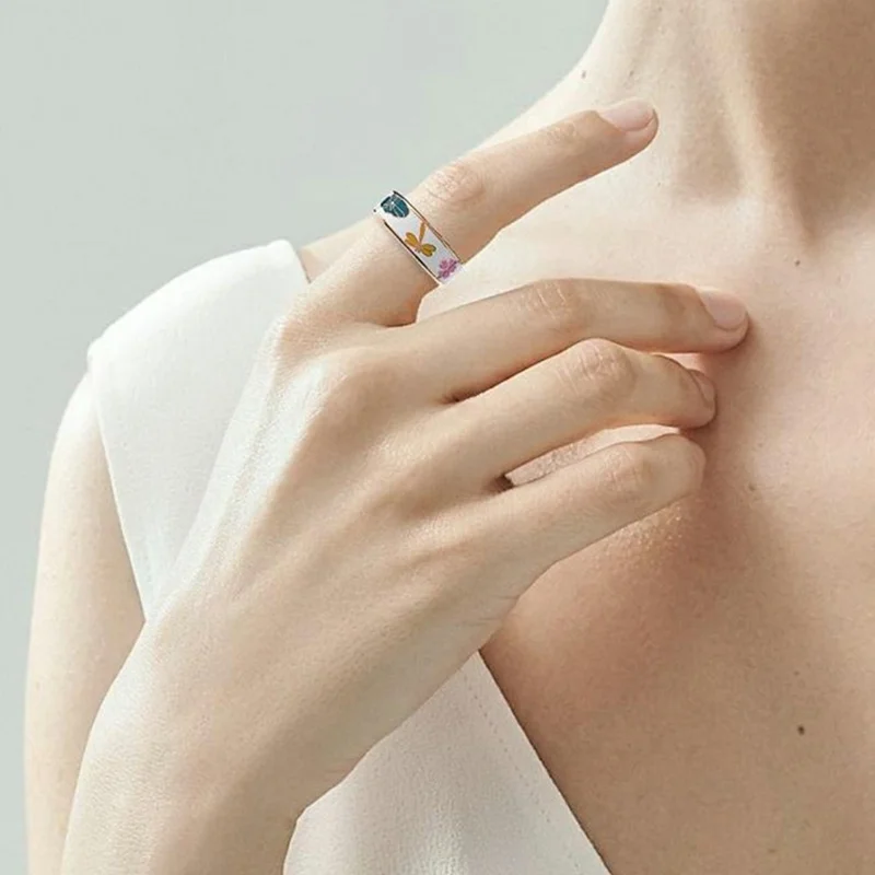 R19 IP68 Waterproof Enamel Smart Ring Heart Rate Blood Oxygen Monitor Tracking Sleep Monitor Ring with Charging Cable - No.6