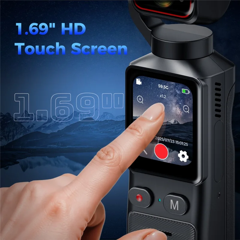 L19 Action Camera 4K Anti-Shake VLOG Pocket Camera con Schermo Touch da 1,69 pollici e Connessione Wi-Fi per Ciclismo