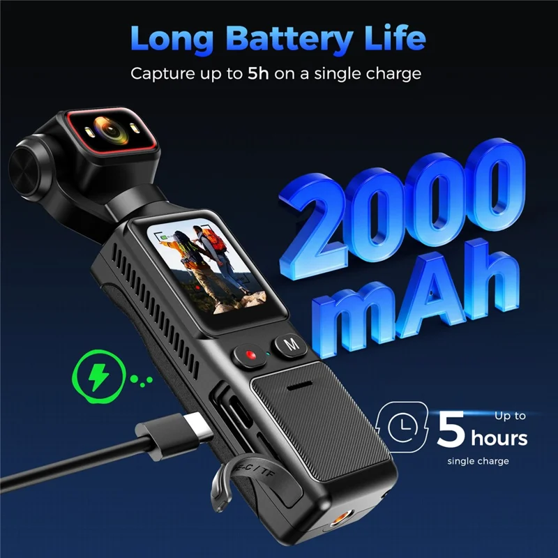 L19 Action Camera 4K Anti-Shake VLOG Pocket Camera con Schermo Touch da 1,69 pollici e Connessione Wi-Fi per Ciclismo