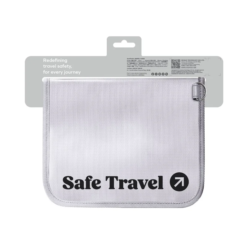 MOMAX SR53 1-World Airliner Fireproof Storage Bag 218 x 235mm Protective Pouch for Electronics  /  Travel  /  Documents