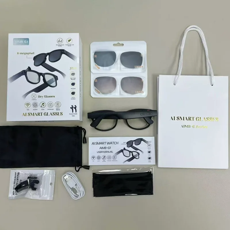 AIMB-G1 Smart AI Glasses Camera Translation Glasses First-Person View with Photo / Video Recording, Interchangeable Lenses