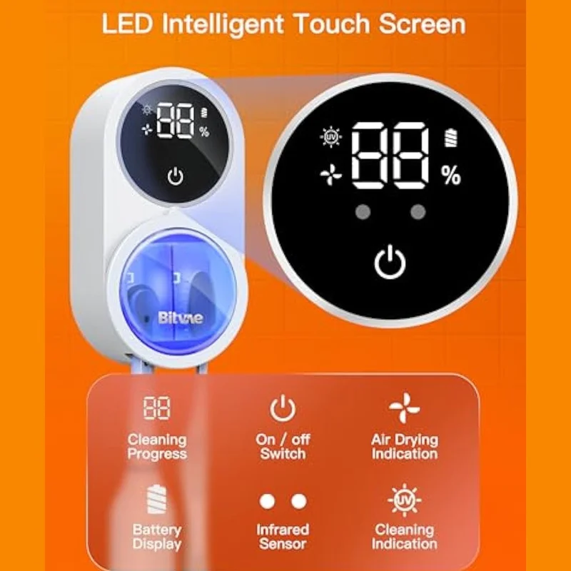 BITVAE X122 Infrared Sensing Toothbrush Sterilizer Cleaner Wall-Mounted UV Disinfection Toothbrush Dryer with LED Smart Screen