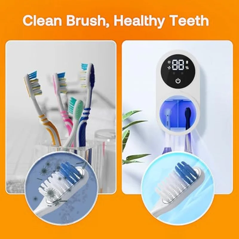 BITVAE X122 Infrared Sensing Toothbrush Sterilizer Cleaner Wall-Mounted UV Disinfection Toothbrush Dryer with LED Smart Screen