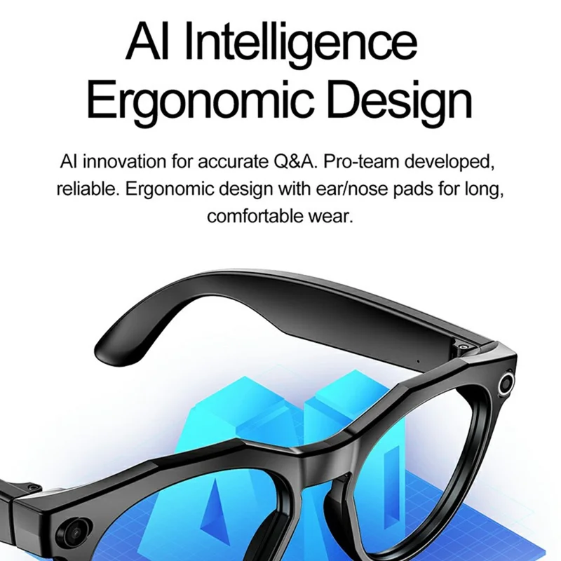 W611 AI Smart Glasses 800W Pixel Wearable Camera Bluetooth-Compatible Calling Replaceable Lenses - Black / Photochromic Lens