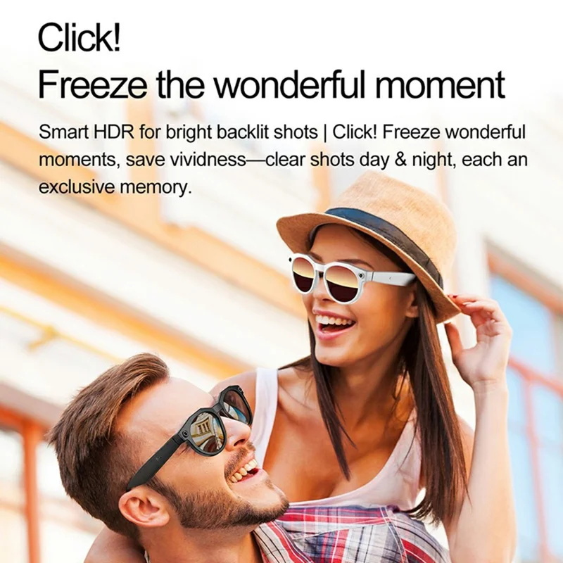 W611 AI Smart Glasses 800W Pixel Wearable Camera Bluetooth-Compatible Calling Replaceable Lenses - Black / Photochromic Lens