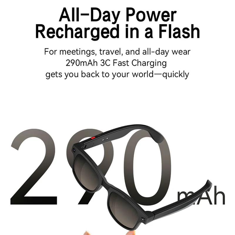 G2 8MP AI Smart Photo Glasses Anti-Shake First-Person View Glasses with Translation Video Recording Interchangeable Lens - Black