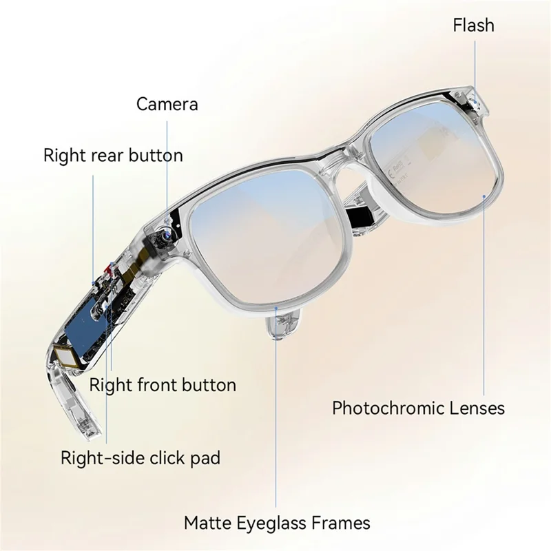 G2 8MP AI Smart Photo Glasses Anti-Shake First-Person View Glasses with Translation Video Recording Interchangeable Lens - Black