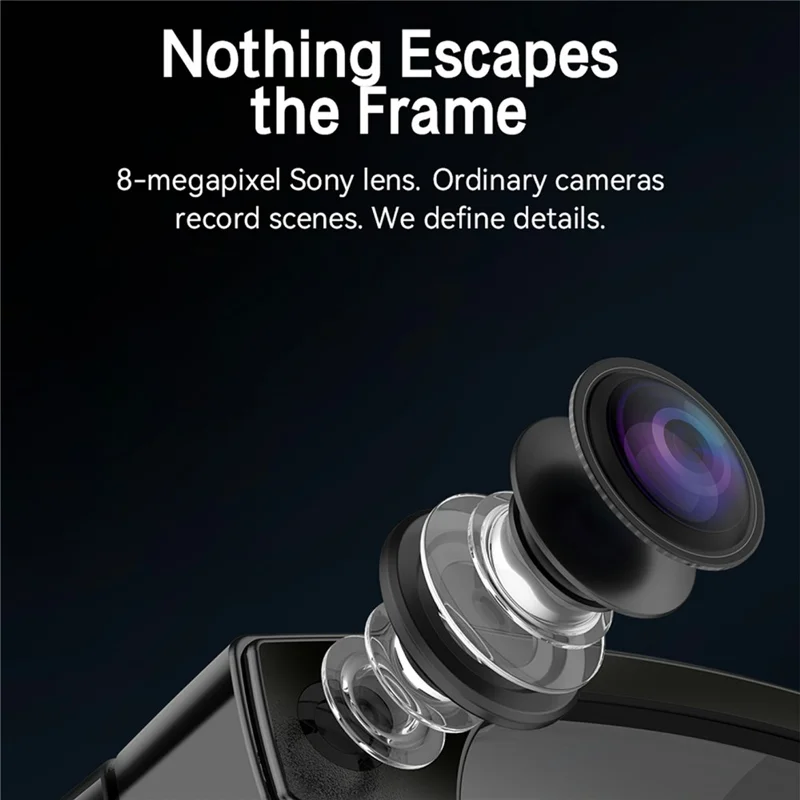 G2 8MP AI Smart Photo Glasses Anti-Shake First-Person View Glasses with Translation Video Recording Interchangeable Lens - Black