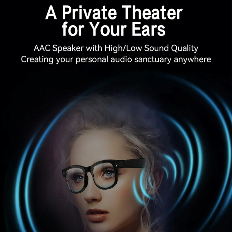 G2 8MP AI Smart Photo Glasses Anti-Shake First-Person View Glasses with Translation Video Recording Interchangeable Lens - Black