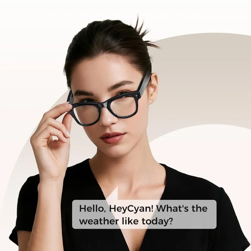 M02ULTRA IP54 Waterproof 8MP AI Smart Glasses with Charging Case 4K Shooting Translation Glasses with Interchangeable Lenses - Black + Brown Charging Case