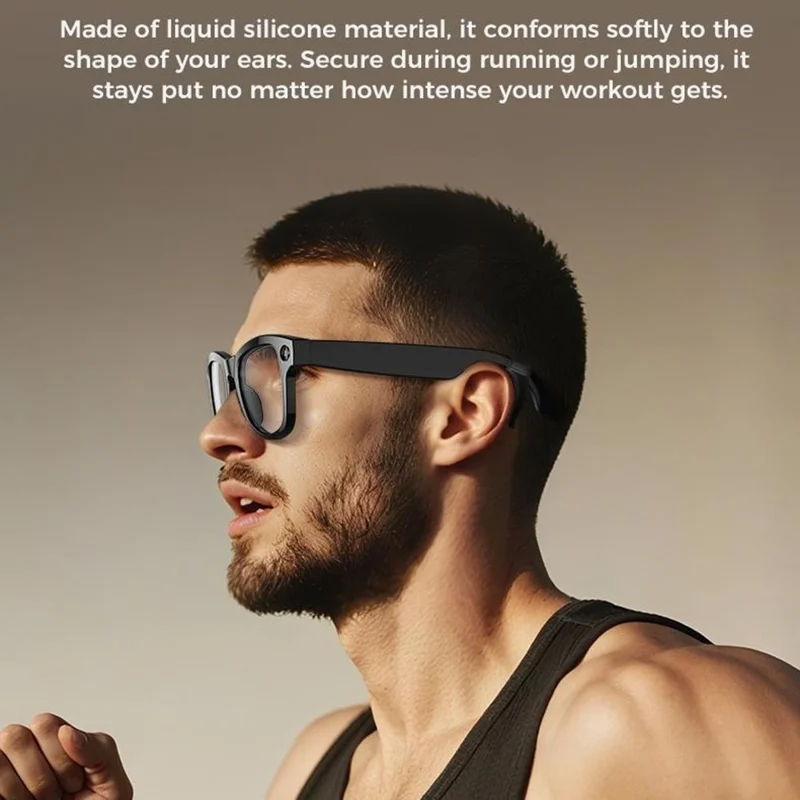 M02ULTRA IP54 Waterproof 8MP AI Smart Glasses with Charging Case 4K Shooting Translation Glasses with Interchangeable Lenses - Black + Brown Charging Case