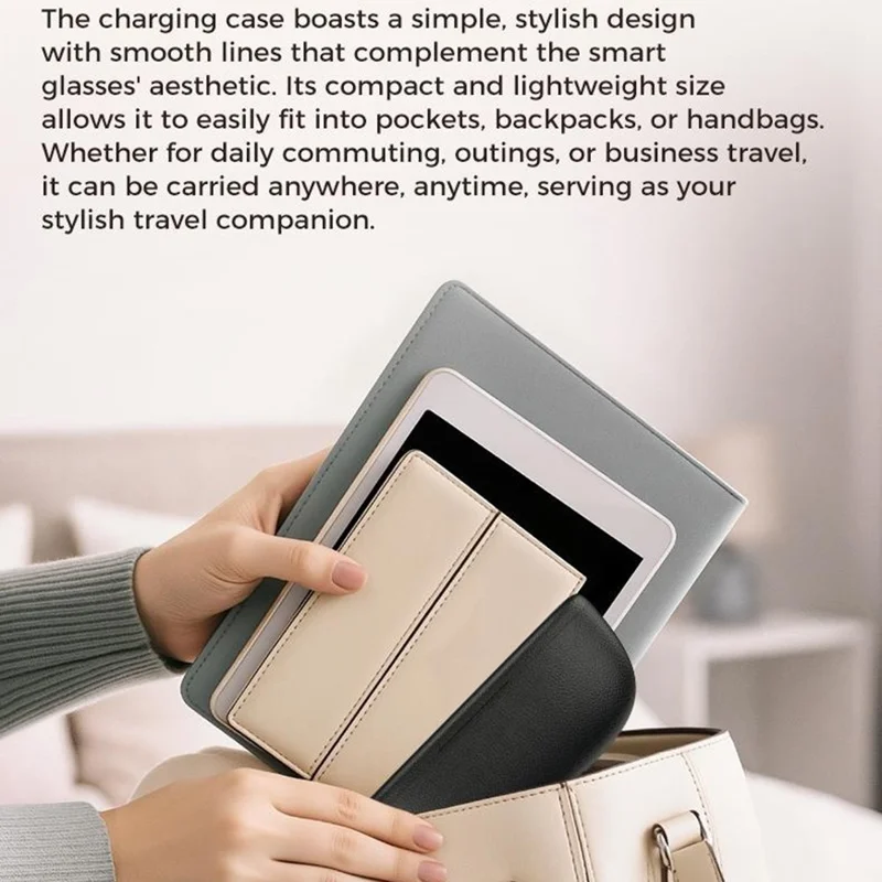 M02ULTRA IP54 Waterproof 8MP AI Smart Glasses with Charging Case 4K Shooting Translation Glasses with Interchangeable Lenses - Black + Brown Charging Case