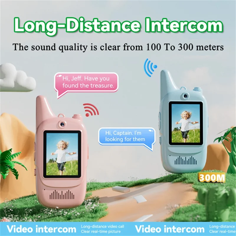 007 2,0 tommer børne videoeradio sæt med chat i realtid / automatisk koblingsfunktion til udendørs leg