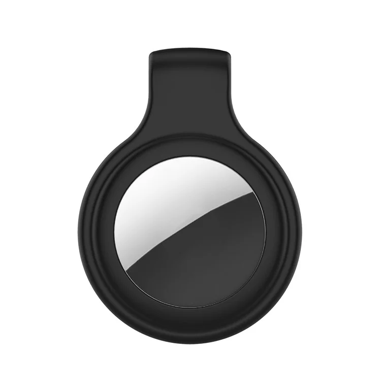 Steel Clip Design Anti-lost Silicone Case Cover Protector for Apple AirTag Bluetooth-compatible Tracker - Black