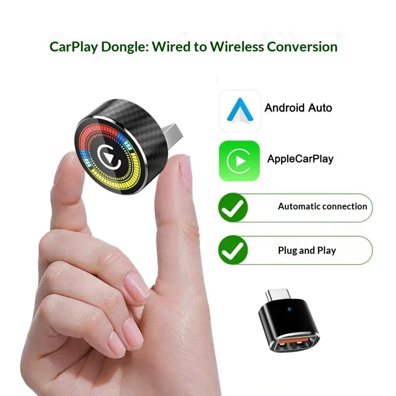 M47 2-in-1 AI-Box Wireless Car Adapter für CarPlay / Android Auto, Upgrade von Kabelgebunden auf Kabellos