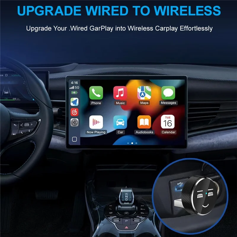 M48 2 in 1 AI Box Cute Pattern Wireless Car Play Adapter for Car Play  /  Android Auto Wired to Wireless Converter