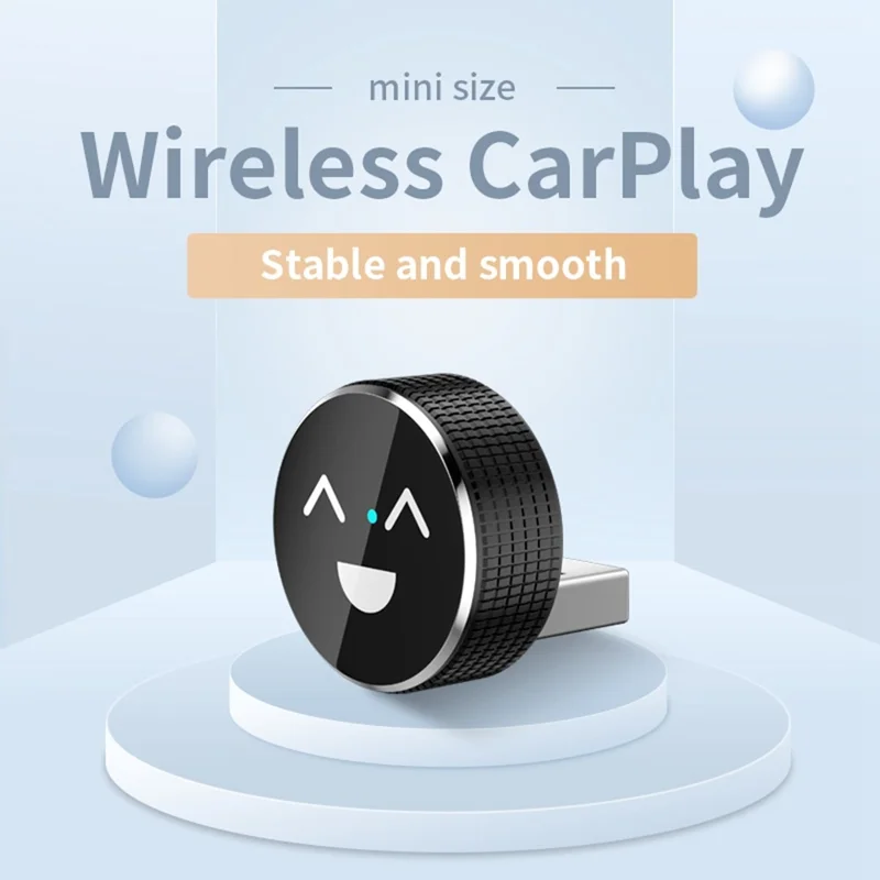 Adattatore Auto Wireless M49 2 in 1 Ai Box con Motivo Sorriso per Car Play / Convertitore da Cablato a Wireless per Android Auto