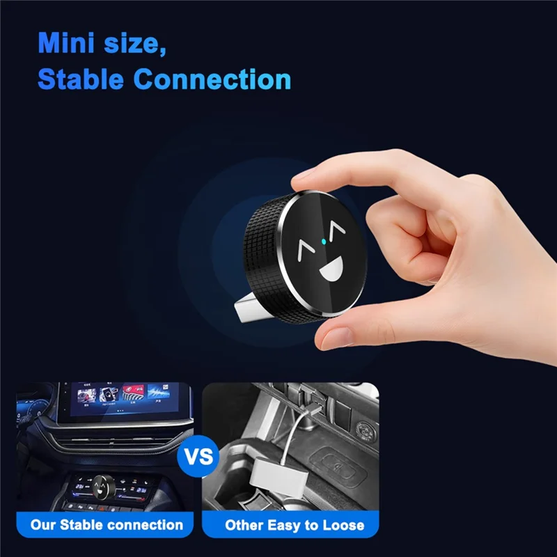 Adattatore Auto Wireless M49 2 in 1 Ai Box con Motivo Sorriso per Car Play / Convertitore da Cablato a Wireless per Android Auto